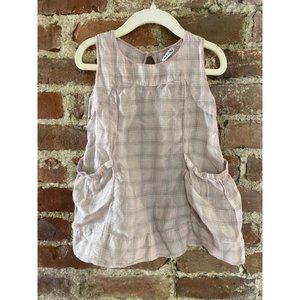 120% Lino Pale Dusky Pink Plaid Dress Cotton-Silk Blend Italy 2 Years